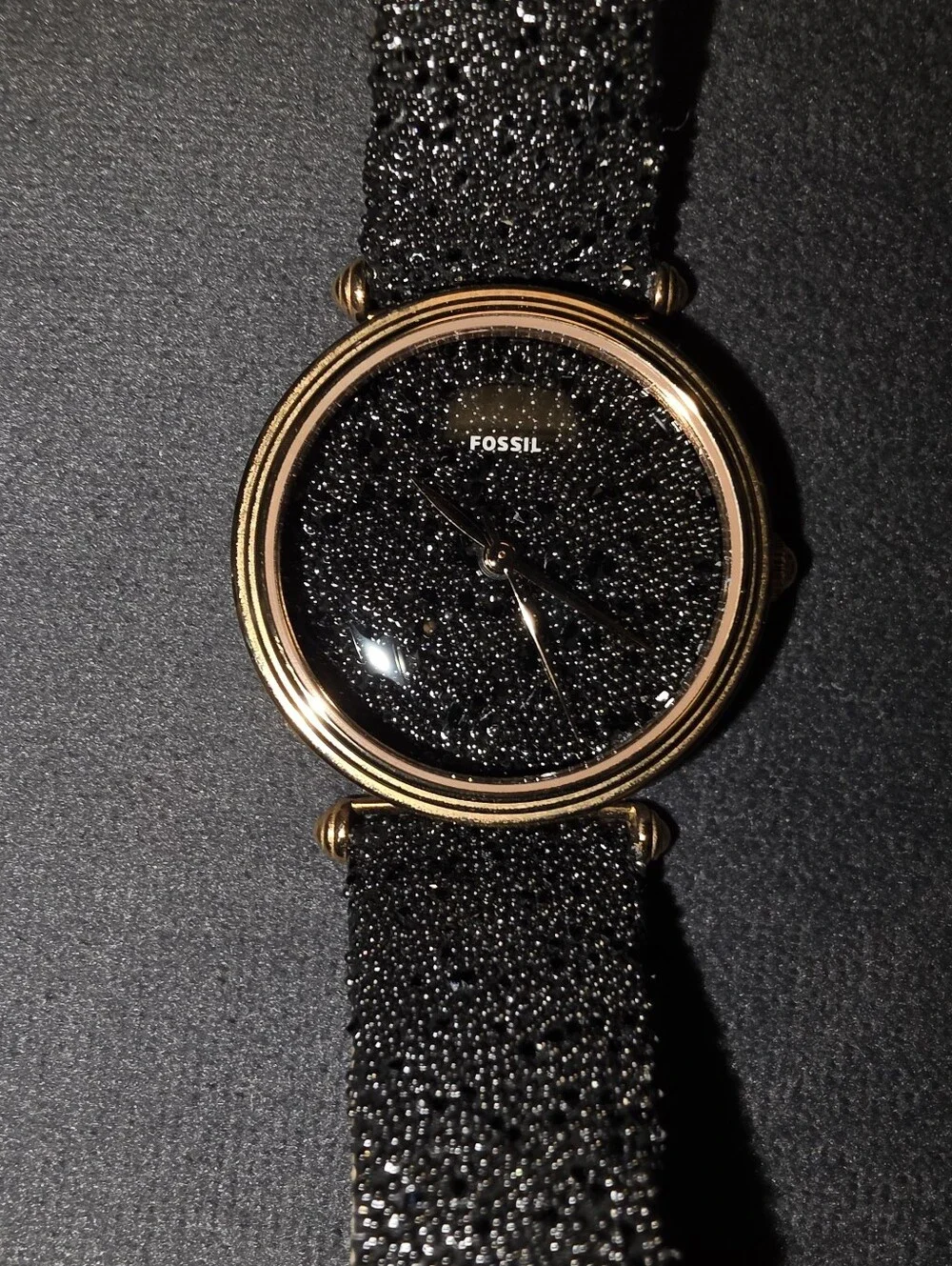 RARE FOSSIL Limited Edition Women's Lyric Black & Rose Gold Glitz Watch LE1072